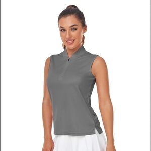 Lightweight Gray 1/2 Zip Sleeveless Tank Top